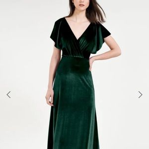 NWT Jenny Yoo Emerald green velvet full length dress, size 8